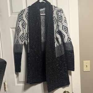 Maurices Black and White Geometric Cardigan